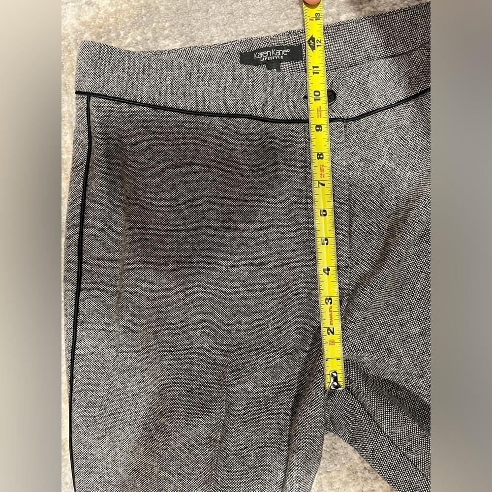 Karen Kane Wool Gray Black Piping & Ribbon Tie Suit Jacket Size 8 Pants Size 12 - Picture 15 of 16
